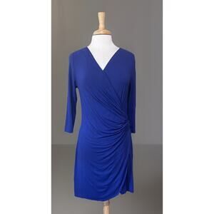 Tommy Bahama Clara Faux-Wrap Dress Women's Medium Blue Surplice Neck